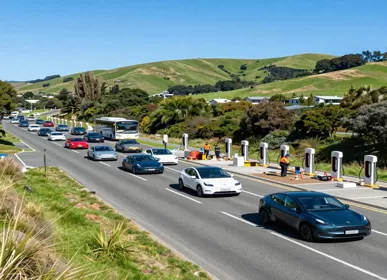 Die Elektrofahrzeug-Zulassungen in Neuseeland sind sprunghaft angestiegen, und das Verkehrsministerium forciert den Ausbau der Ladestationen.